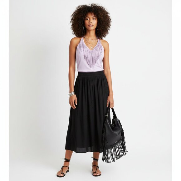 Jessica Simpson Lavender Purple Sleeveless Fringe Halter Top XL - Picture 6 of 6